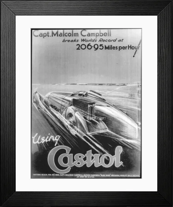 Framed Print : Malcolm Campbell breaks world land speed record, 19 February 1928 Framed Print : Malcolm Campbell breaks world land speed record, 19 February 1928