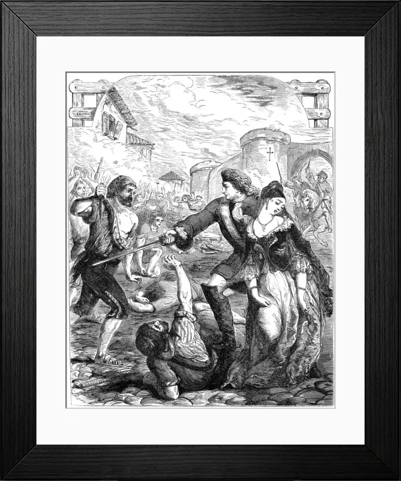 Framed Print : The Rescue of the Duchess of Popoli, 18th century (19th century) Framed Print : The Rescue of the Duchess of Popoli, 18th century (19th century)