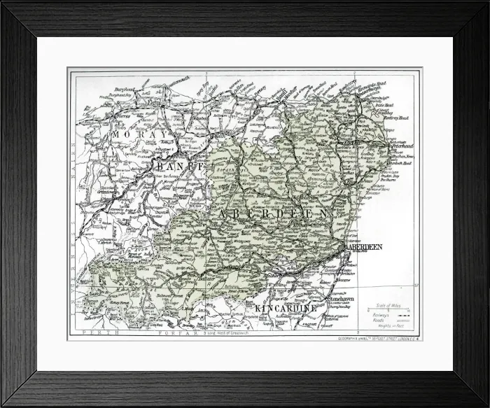 Framed Print : Map of Aberdeenshire, 1924-1926 Framed Print : Map of Aberdeenshire, 1924-1926