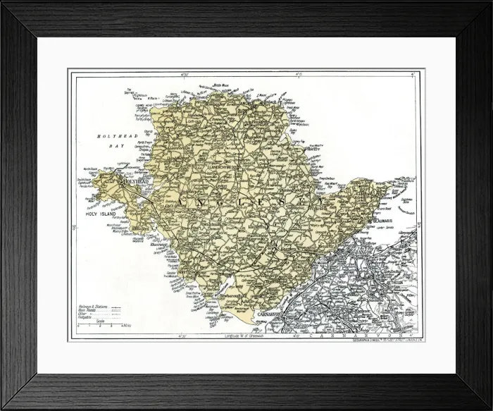 Framed Print : Map of Anglesey, 1924-1926 Framed Print : Map of Anglesey, 1924-1926