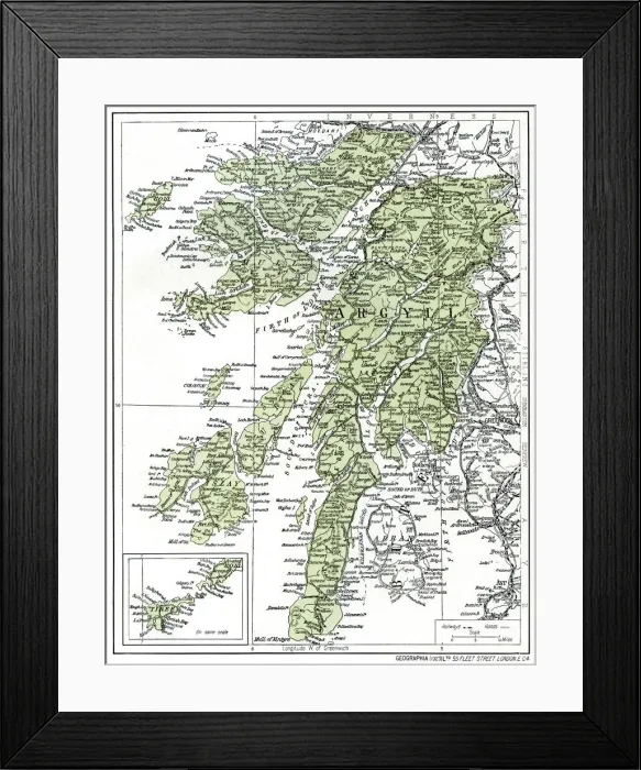 Framed Print : Map of Argyllshire, 1924-1926 Framed Print : Map of Argyllshire, 1924-1926