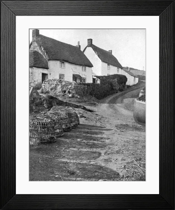 Framed Print : Thatched cottages in Cadgwith, Cornwall, 1924-1926. Artist: Underwood Framed Print : Thatched cottages in Cadgwith, Cornwall, 1924-1926. Artist: Underwood