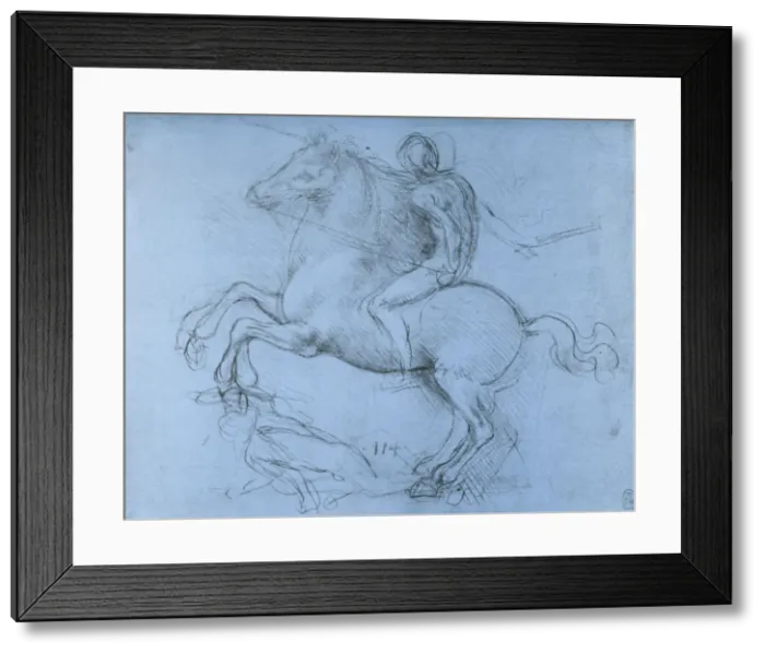 Framed Print : Study for the Sforza Monument, c1488-1493 (1954). Artist: Leonardo da Vinci Framed Print : Study for the Sforza Monument, c1488-1493 (1954). Artist: Leonardo da Vinci