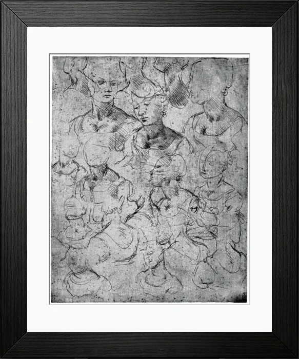 Framed Print : Studies for a half length female figure, 15th century(?) (1954). Artist: Leonardo da Vinci Framed Print : Studies for a half length female figure, 15th century(?) (1954). Artist: Leonardo da Vinci