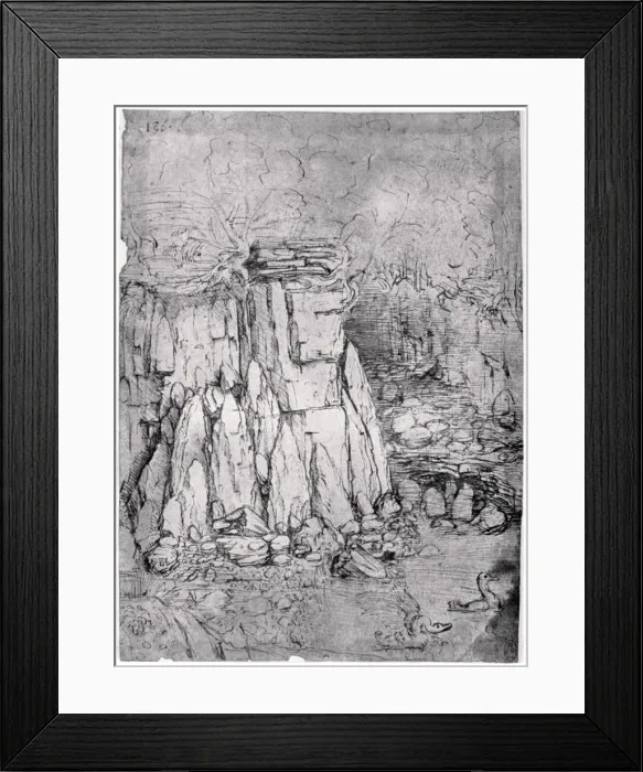 Framed Print : Study of a rocky cavern with ducks, 1482-1485 (1954). Artist: Leonardo da Vinci Framed Print : Study of a rocky cavern with ducks, 1482-1485 (1954). Artist: Leonardo da Vinci