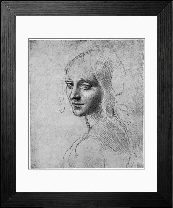 Framed Print : Study of a girls head, c1483 (1954). Artist: Leonardo da Vinci Framed Print : Study of a girls head, c1483 (1954). Artist: Leonardo da Vinci