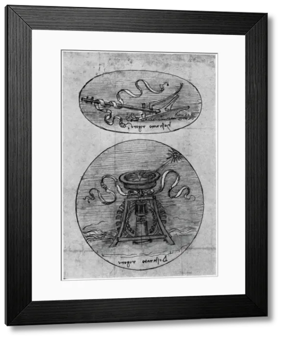 Framed Print : Emblem; Hostinato Rigore (detail), late 15th or early 16th century (1954). Artist: Leonardo da Vinci Framed Print : Emblem; Hostinato Rigore (detail), late 15th or early 16th century (1954). Artist: Leonardo da Vinci