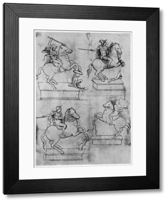 Framed Print : Studies for the Sforza Monument, c1488-1493 (1954). Artist: Leonardo da Vinci Framed Print : Studies for the Sforza Monument, c1488-1493 (1954). Artist: Leonardo da Vinci