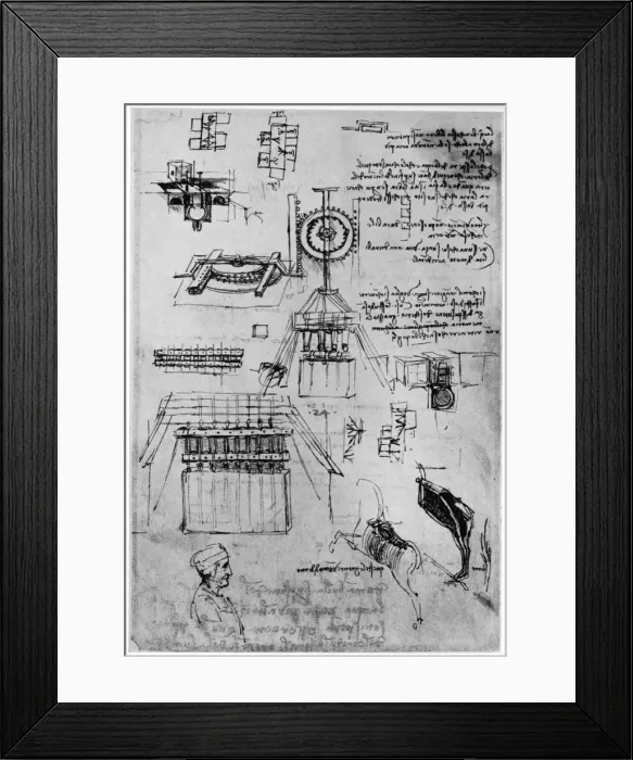 Framed Print : Study for the casting of the Sforza Monument, c1493 (1954). Artist: Leonardo da Vinci Framed Print : Study for the casting of the Sforza Monument, c1493 (1954). Artist: Leonardo da Vinci