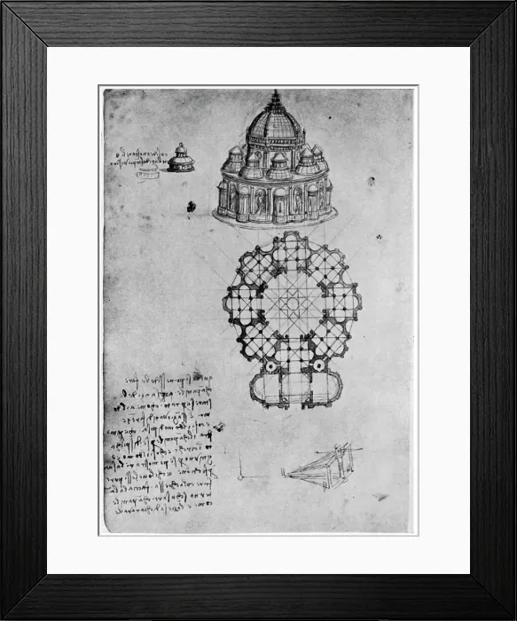 Framed Print : Designs for a central church, c1488 (1954). Artist: Leonardo da Vinci Framed Print : Designs for a central church, c1488 (1954). Artist: Leonardo da Vinci