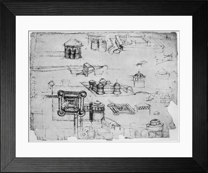Framed Print : Designs for a fortress, 1500-1505 (1954). Artist: Leonardo da Vinci Framed Print : Designs for a fortress, 1500-1505 (1954). Artist: Leonardo da Vinci