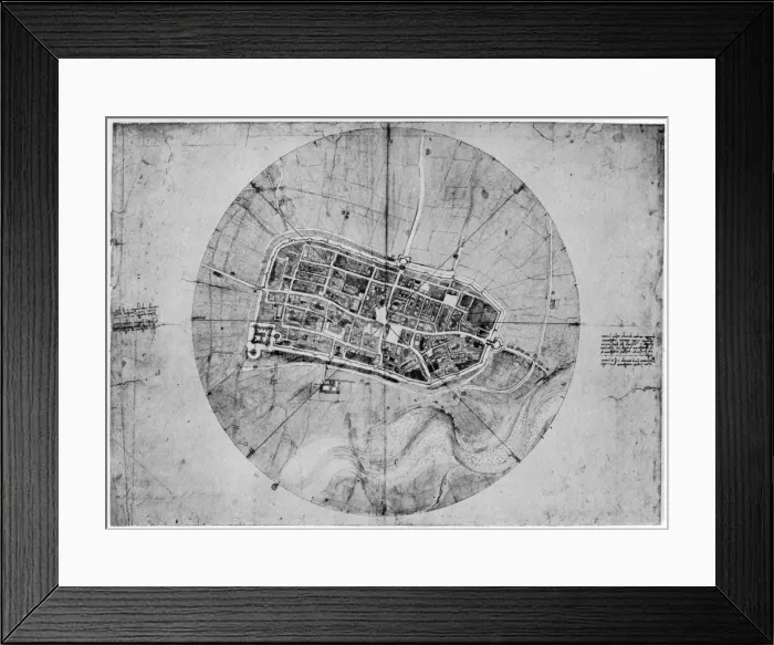 Framed Print : Plan of Imola, Italy, c1502 (1954). Artist: Leonardo da Vinci Framed Print : Plan of Imola, Italy, c1502 (1954). Artist: Leonardo da Vinci