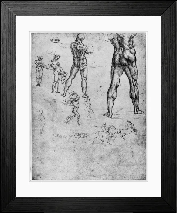 Framed Print : Nude studies for The Battle of Anghiari, c1503-1505 (1954). Artist: Leonardo da Vinci Framed Print : Nude studies for The Battle of Anghiari, c1503-1505 (1954). Artist: Leonardo da Vinci