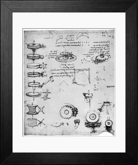 Framed Print : Cog wheels (detail), late 15th or early 16th century (1954). Artist: Leonardo da Vinci Framed Print : Cog wheels (detail), late 15th or early 16th century (1954). Artist: Leonardo da Vinci