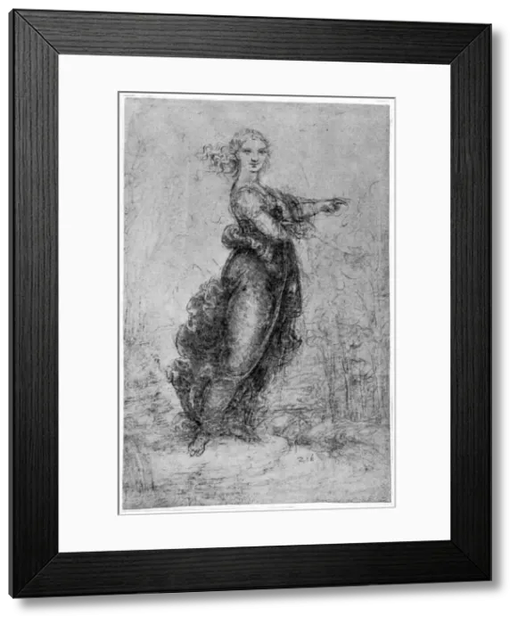 Framed Print : Floating female figure, late 15th or early 16th century (1954). Artist: Leonardo da Vinci Framed Print : Floating female figure, late 15th or early 16th century (1954). Artist: Leonardo da Vinci