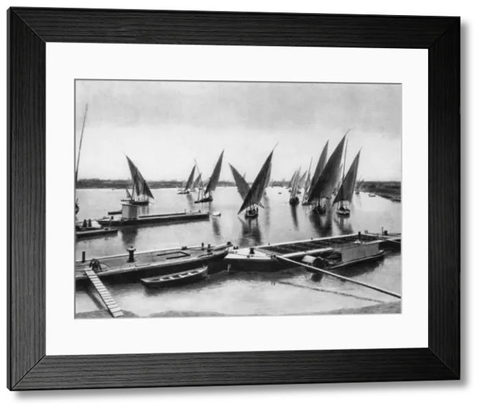 Framed Print : Boats on the Nile, Cairo, Egypt, c1920s Framed Print : Boats on the Nile, Cairo, Egypt, c1920s