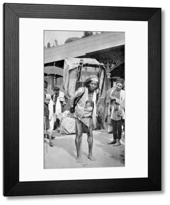 Framed Print : A labourer carrying tea, Darjeeling, West Bengal, India, c1910 Framed Print : A labourer carrying tea, Darjeeling, West Bengal, India, c1910
