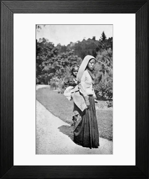 Framed Print : A Nepalese woman with her child, c1910 Framed Print : A Nepalese woman with her child, c1910