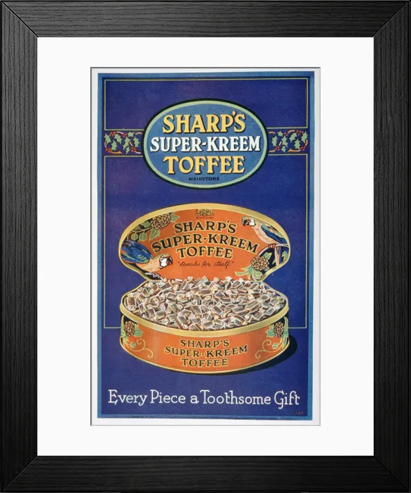 Framed Print : Advert for Sharps Super-Kreem Toffee, 1928 Framed Print : Advert for Sharps Super-Kreem Toffee, 1928