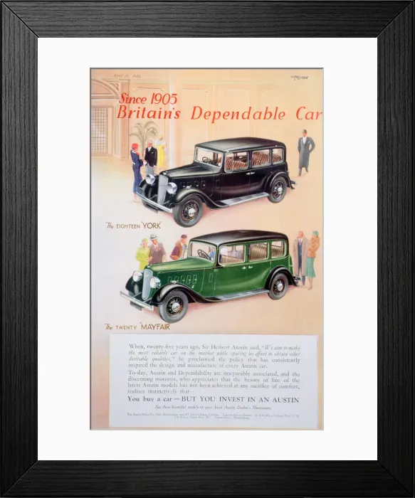 Framed Print : Austin car advert, 1935 Framed Print : Austin car advert, 1935