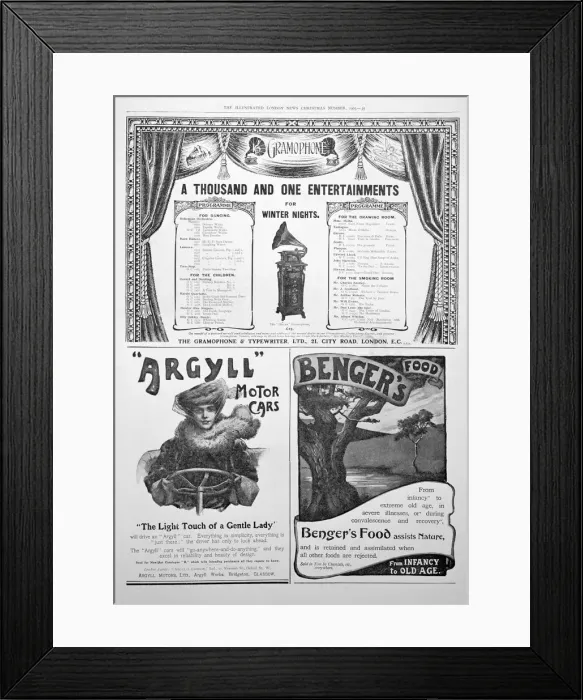 Framed Print : An advertising page in the Illustrated London News, Christmas, 1905 Framed Print : An advertising page in the Illustrated London News, Christmas, 1905