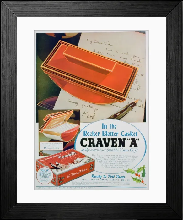 Framed Print : Advert for Craven A cigarettes, 1936 Framed Print : Advert for Craven A cigarettes, 1936