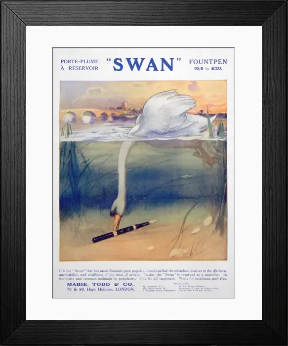 Framed Print : Advert for Swan fountain pens, c1906 Framed Print : Advert for Swan fountain pens, c1906