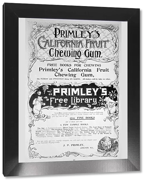 Advert for Primleys California Fruit chewing gum, 1894