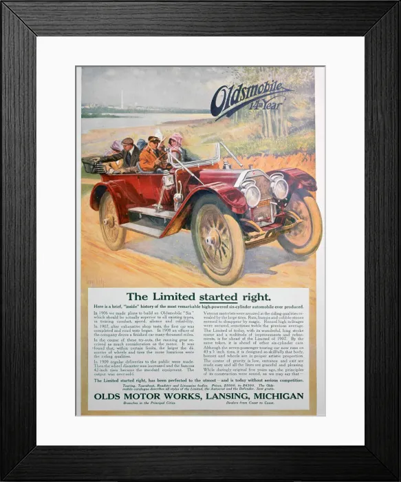 Framed Print : Oldsmobile car advert, 1911 Framed Print : Oldsmobile car advert, 1911