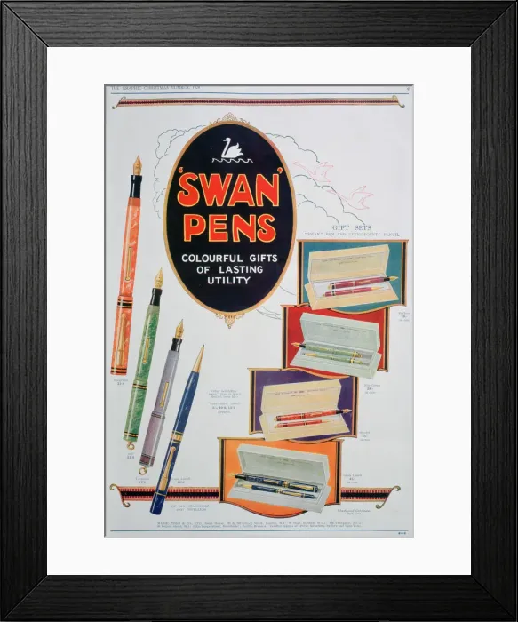 Framed Print : Advert for Swan pens, 1928 Framed Print : Advert for Swan pens, 1928