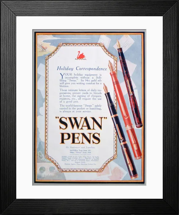 Framed Print : Advert for Swan pens, 1906 Framed Print : Advert for Swan pens, 1906