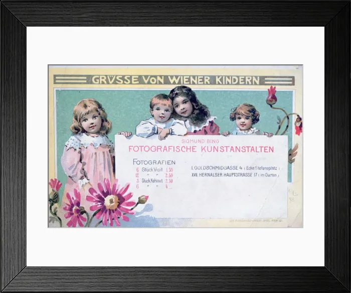 Framed Print : Early Viennese photographers advertising card Framed Print : Early Viennese photographers advertising card