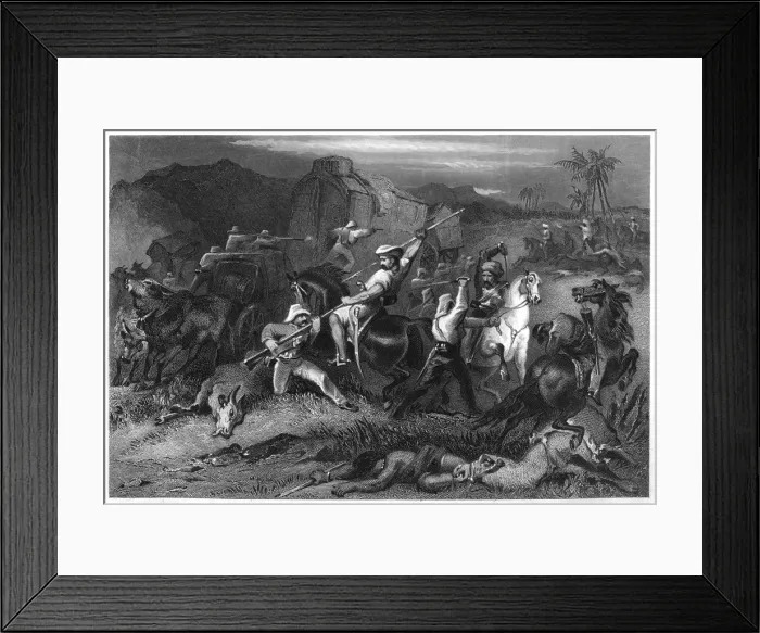 Framed Print : Night sortie and attack on baggage waggons, 1857, (c1860) Framed Print : Night sortie and attack on baggage waggons, 1857, (c1860)