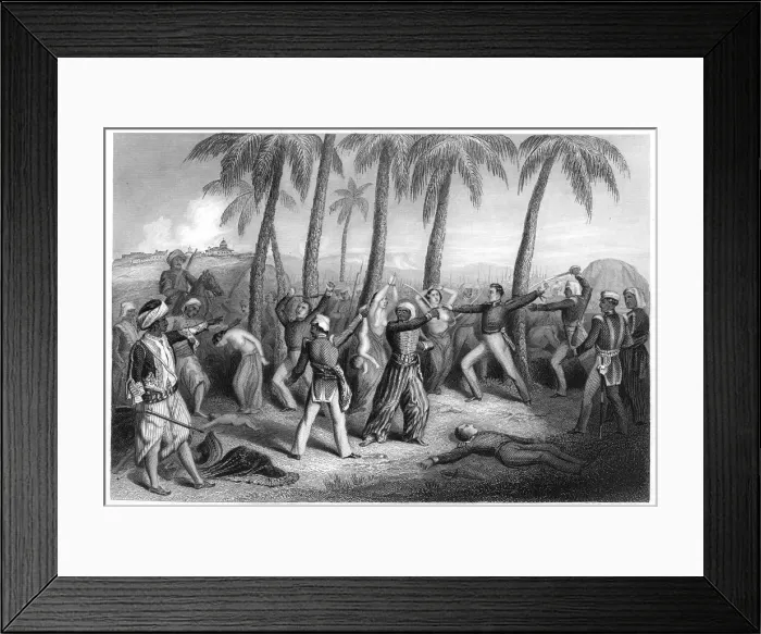 Framed Print : Massacre of English officers and their wives at Jhansi, 1857, (c1860) Framed Print : Massacre of English officers and their wives at Jhansi, 1857, (c1860)