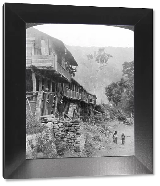 Native village, Teesta Bridge near Darjeeling, India, 1903. Artist: Underwood & Underwood