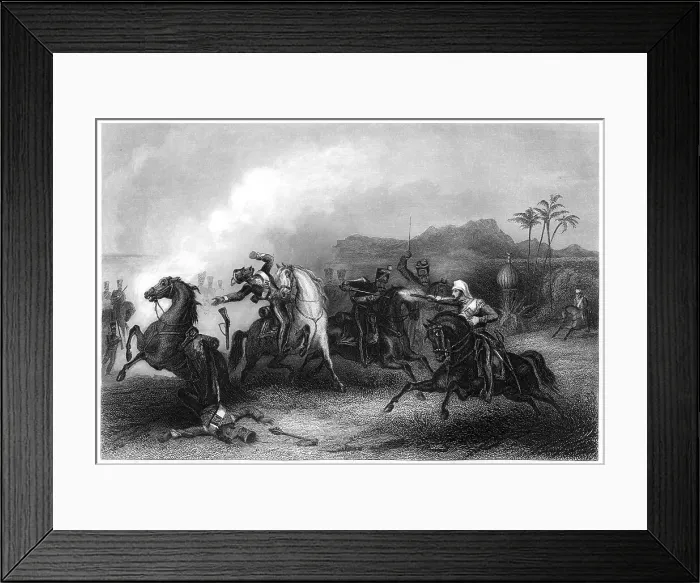 Framed Print : Encounter between Lieutenant Hills and a body of Sepoy cavalry, 1857, (c1860) Framed Print : Encounter between Lieutenant Hills and a body of Sepoy cavalry, 1857, (c1860)