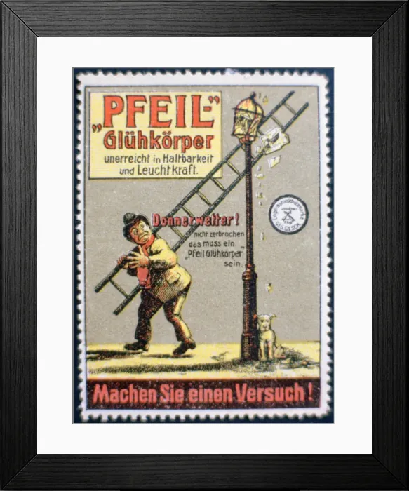 Framed Print : German gas mantle advertising label Framed Print : German gas mantle advertising label