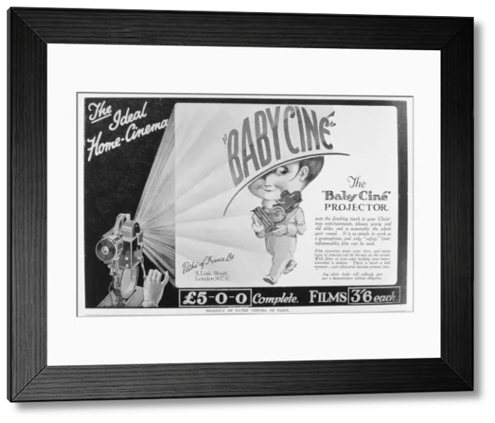 Framed Print : Advert for the Pathe Babycine film projector, 1926 Framed Print : Advert for the Pathe Babycine film projector, 1926