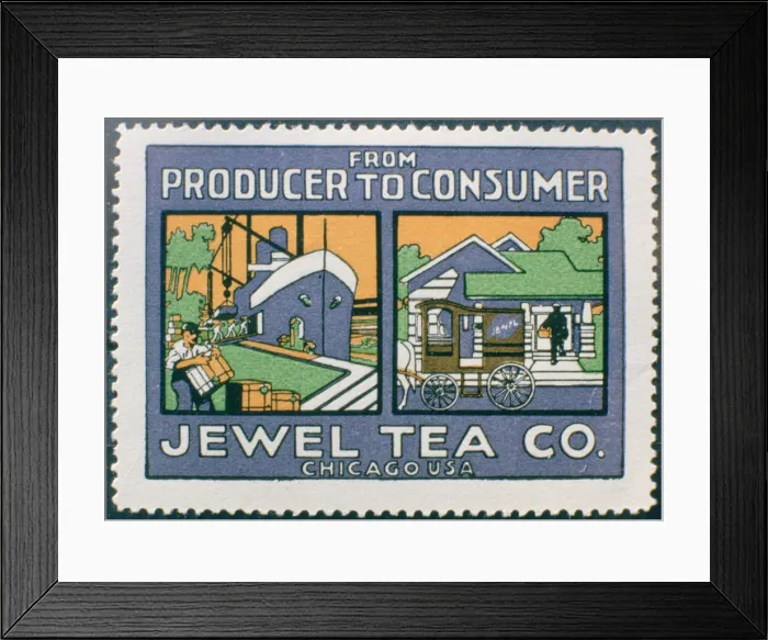 Framed Print : Label advertising the Jewel Tea Co of Chicago, USA Framed Print : Label advertising the Jewel Tea Co of Chicago, USA