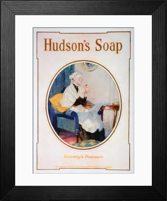 Framed Print : Grannys Treasure, Hudsons soap advert, 1918 Framed Print : Grannys Treasure, Hudsons soap advert, 1918