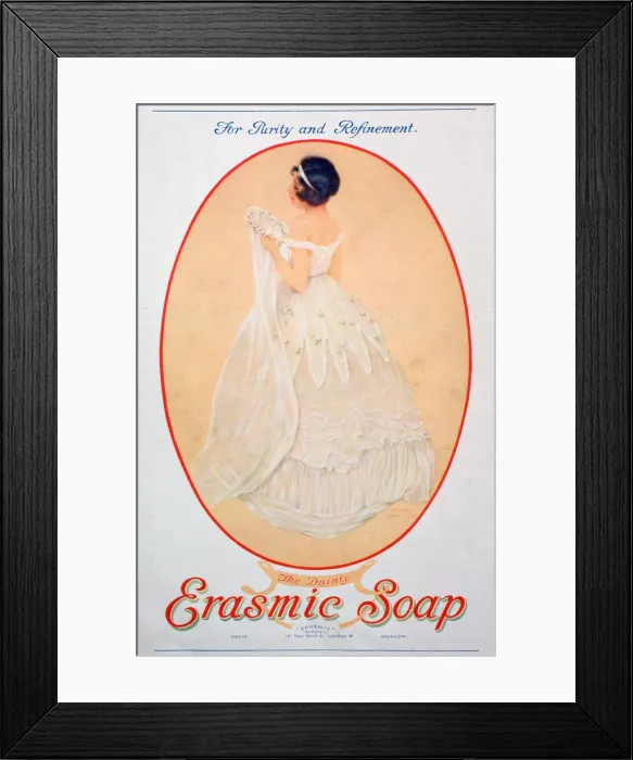 Framed Print : Advert for Erasmic soap, 1920 Framed Print : Advert for Erasmic soap, 1920