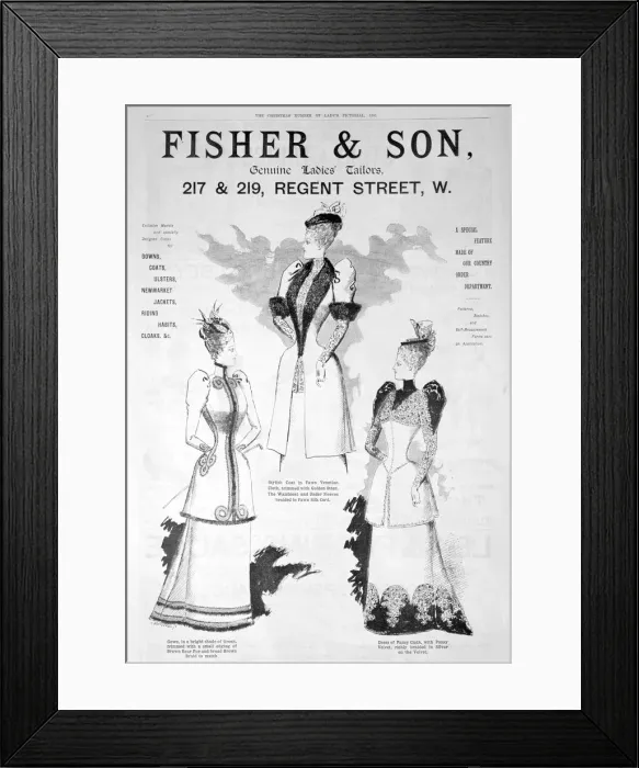 Framed Print : Advert for Fisher and Son, ladies fashion, 1891 Framed Print : Advert for Fisher and Son, ladies fashion, 1891