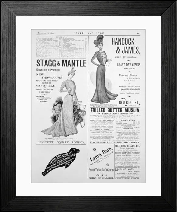 Framed Print : An advertising page in Hearth and Home, 30th November 1899 Framed Print : An advertising page in Hearth and Home, 30th November 1899