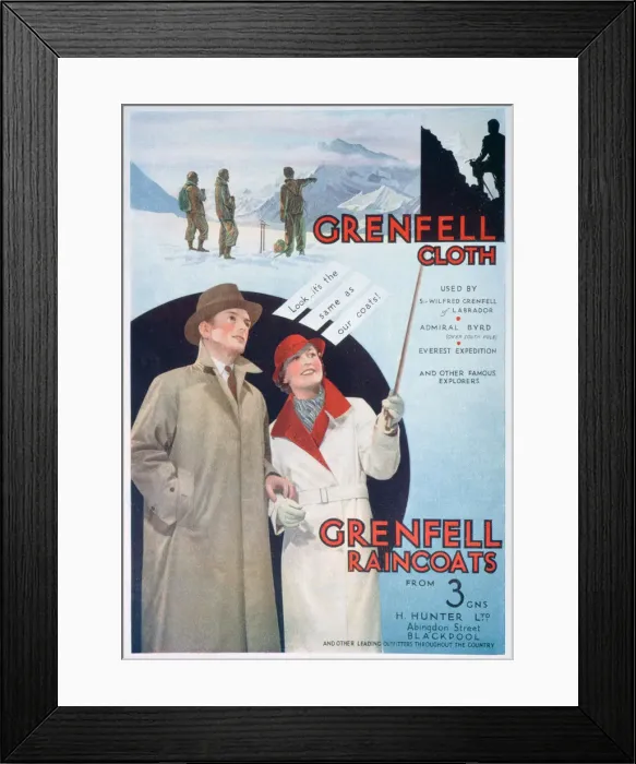 Framed Print : Advert for Grenfell cloth and raincoats, 1937 Framed Print : Advert for Grenfell cloth and raincoats, 1937