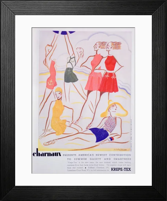 Framed Print : Advert for Krepe-Tex bathing costumes, 1935 Framed Print : Advert for Krepe-Tex bathing costumes, 1935