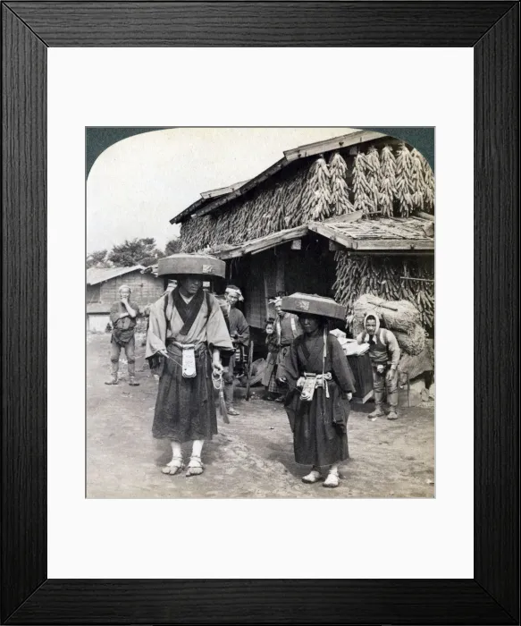 Framed Print : Pilgrim beggars beating little gongs, near Lake Kawaguchi, Japan, 1904. Artist: Underwood & Underwood Framed Print : Pilgrim beggars beating little gongs, near Lake Kawaguchi, Japan, 1904. Artist: Underwood & Underwood