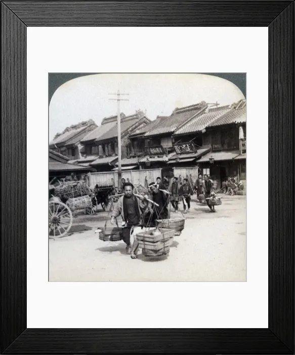 Framed Print : Coolies, street scene in Tokyo, 1896. Artist: Underwood & Underwood Framed Print : Coolies, street scene in Tokyo, 1896. Artist: Underwood & Underwood
