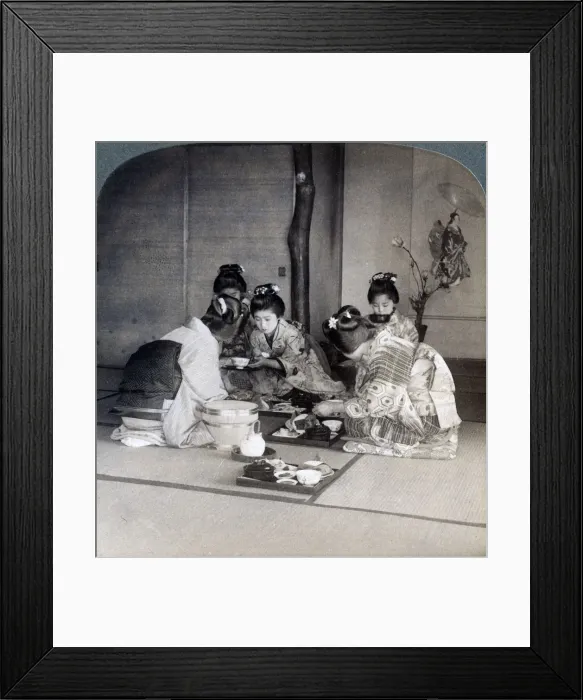 Framed Print : Geishas at dinner, Tokyo, Japan, 1904. Artist: Underwood & Underwood Framed Print : Geishas at dinner, Tokyo, Japan, 1904. Artist: Underwood & Underwood