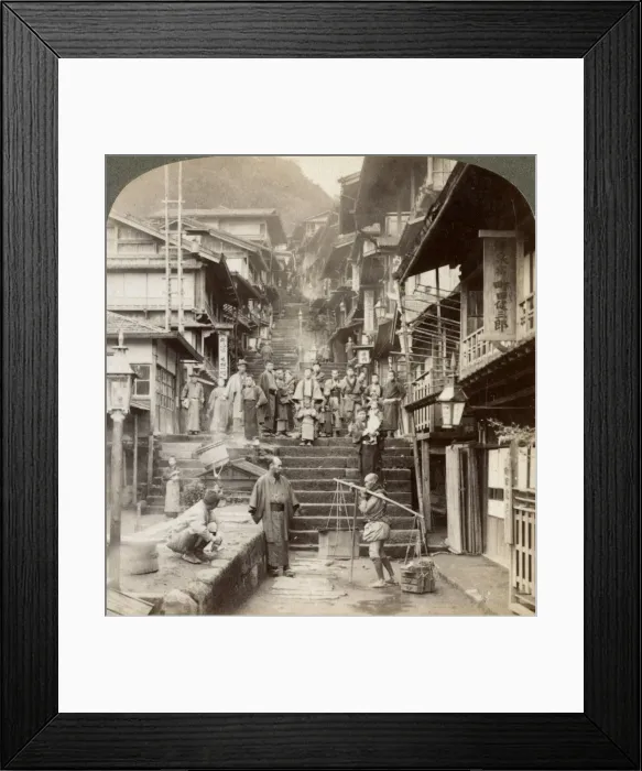 Framed Print : Main street up the steep side of Mount Haruna at a famous village of hot springs, Ikao, Japan, 1904. Artist: Underwood & Underwood Framed Print : Main street up the steep side of Mount Haruna at a famous village of hot springs, Ikao, Japan, 1904. Artist: Underwood & Underwood