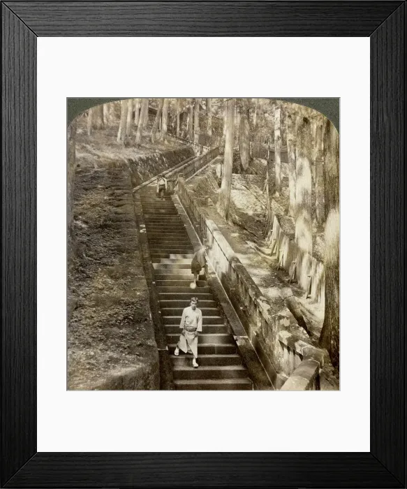 Framed Print : Ancient stone stairway up the hill to the tomb of Shogun Ieyasu, Nikko, Japan, 1904. Artist: Underwood & Underwood Framed Print : Ancient stone stairway up the hill to the tomb of Shogun Ieyasu, Nikko, Japan, 1904. Artist: Underwood & Underwood
